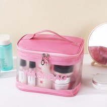 메이크업가방 화장품 파우치 이너백여성용 여성 휴대용 여행 방수 대용량 저장 상자 패션 세면 용품, 빅 핑크
