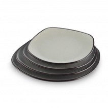 투톤 멜라민 라운드 사각 찬기(4sizes)-한식 한정식 퓨전 레스토랑 업소용 멜라민그릇, 4호, PP블랙브라운