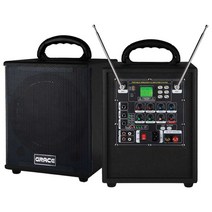 GRACE EG-180 충전식 이동용 앰프스피커 200MHz 무선2채널마이크 200W, 03.헤드마이크+헤드마이크