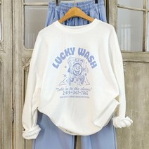 이힝 워시 레터링 프린팅 루즈핏맨투맨 봄 맨투맨