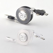 휴대용 고속충전 3in1 멀티케이블 릴케이블 제트플립3 폴드3 아이폰13, 3in1릴케이블-블랙(미포장)