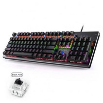 유선 마우스 키보드 세트 레인보우 백라이트 USB 게이밍 컴퓨터 게이머 홀더 키 MAC PC호환오목한 키캡 일, 한개옵션2, 02 Black  Black Axle, 한개옵션1