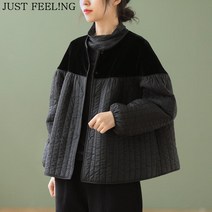 JUST FEEL!NG 봄 가을 여성 긴팔 오버핏 중년여성 패션 자켓 라운드넥 4050대 코트