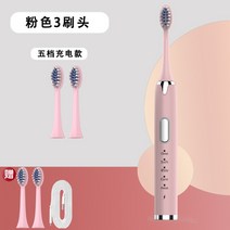 스마트소닉전동칫솔 치아미백 방수 전동칫솔, 핑크+USB브러쉬5