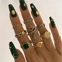 브랜드없음 ring for girls black set 패션 쥬얼리 보헤미안 스타일 bague couple anillo schmuck accessories women egirl lgbt