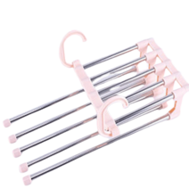 삶은리빙 접이식 매직 5단 바지걸이, 핑크