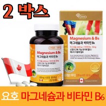 캐나다 마그네슘+비타민B6 에너지 피리독신 영양제2통 다리쥐 입덧 도파민 세로토닌 식품 눈꺼풀 중장년