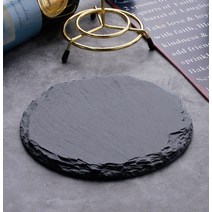 내츄럴 원형 돌접시 2호 스톤 플레이트 스테이크 디저트 치즈 플레이팅 접시 그릇