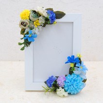 플로랄벨로 실크플라워 미니 액자 납골당 꾸미기택1, 블루폼폼이