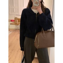컬러 겨자 스스로 제작 래글런 지퍼 겨울 짧은 소라색니트