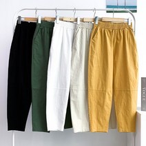 (당일출고) 라인 포인트 코튼 밴딩 배기팬츠(5color)