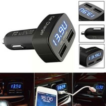 듀얼 USB 자동차 충전기 DC 5V 3.1A 4 In 1 범용 디지털 미터 어댑터 LED 디스플레이 전압/온도/전류 테스, 02 white