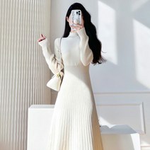 [바보사랑] 여성 봄봄 페세드 슬림 니트 롱원피스[디작소]