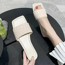 여자 여름 슬리퍼 베이지 사무실 신발 휴가 준비