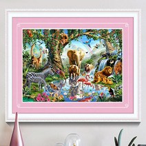 DIY 보석십자수 주문제작 보석비즈십자수 큐빅십자수 결혼선물 집들이선물, 45x60, 동물왕국