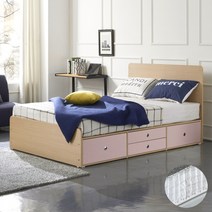 가이온 아윈 헤드형 높은서랍 침대 D+포켓매트, 화이트