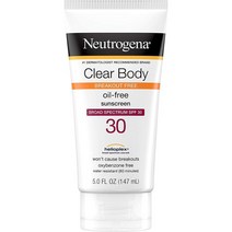Neutrogena 클리어 바디 탈주 방지 액상 선스크린 로션 넓은 스펙트럼 SPF 30 여드름 피부용 오일 프리 옥시벤존 프 148ml 1개, 3개