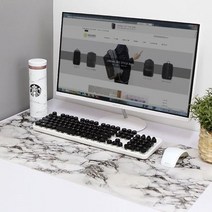 오피스 고급 대리석 인테리어 와이드 가죽 데스크패드, 그레이 마블