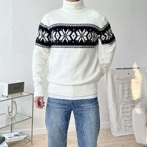 남자 눈꽃 터틀넥 폴라 니트 티셔츠 3컬러
