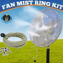 Mistcooling - 팬 미스트 키트 - 미국 제조 튜브 - 저압 분무 링 - 황동/스테인리스 스틸 노즐이 있는 DIY 팬 미스트 링 (2 노즐 시스템)