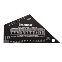 Vencetmat 기타 스트링 액션 게이지 높이 눈금자 프렛 로커 레벨링 가이드 버징 캐처 1mm 두께 레이저 에칭 고정밀 눈금 루티어 도구