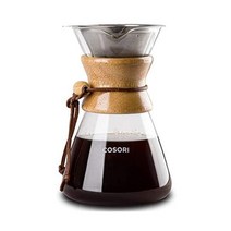 COSORI 푸어오버 커피 메이커 더블 레이어 스테인리스 스틸 필터 커피 드립퍼 브루어 및 유리 커피 포트 고내열 디켄터 34온스