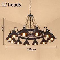 미국의 샹들리에 농촌 로프트 철 복고풍 산업 바람 레스토랑 의류 매장 냄비 인터넷 카페 보트, 02 110V, 03 12heads without bulb