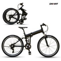 스마트 시마노24단 풀서스펜션 알루미늄 접이식 MTB 자전거 씨티크루저 CMF24 (26형), 조립&세팅, 그레이(프레임글자 블랙임)