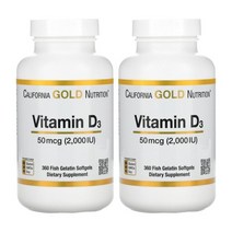 캘리포니아 골드 뉴트리션 비타민 D3 50mcg 2000IU 피쉬 소프트젤 2병, 360정, 2개