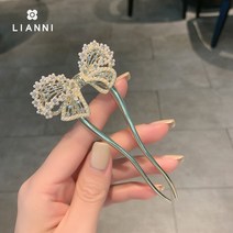 바비스토리 진주큐빅 헤어핀 U자 비녀 올림머리