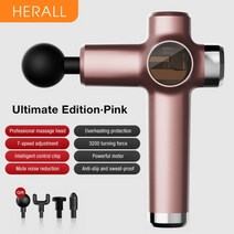 herall lcd 휴대용 마사지 총 바디 숄더 백 넥 전기 타악기 마사지 깊은 조직 근육 이완 통증 완화, 협력사, 분홍색, C형 충전