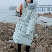 스타일아유 아유 겨울 여성 따뜻한 롱 패딩 점퍼 후드집업 오버핏 아우터