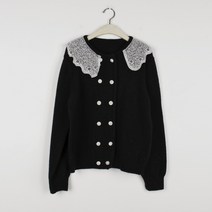 퍼니걸스 3881 레이스 더블 니트 진주 단추 긴팔 가디건 여성의류