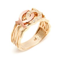 비앤비골드 [비앤비골드] 14K 심플 키싱구라미 큐빅 콤비 남성반지 NPC14912