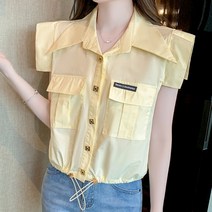 휴드 티렌 빅카라 반팔 블라우스 자켓