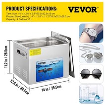 초음파 세척기 안경 귀금속 브러쉬 세척 vevor 3l 6l 10l 15l 미니 휴대용 세탁기 36-40khz 가변 주파수 식기 가전가정용, 15리터