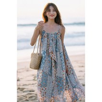 보헤미안 끈나시 백리스 비치원피스 시원한 여름 바캉스 해변 휴양지 인디언 원피스 드레스 비치웨어