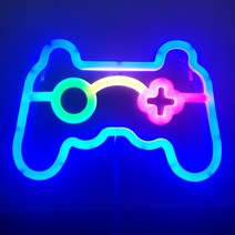 홈 pc방 꾸미기 뉴트로 게임방 네온사인 LED 무드등 선물, 컬러 폭 25센티 높이 17