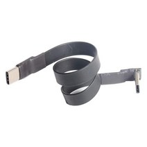 USB 3.1 유형 C to type c 확장 케이블 90도 어댑터 FPC FPV 리본 플랫 USB C 케이블 3A 10Gbps EMI 차폐, 20cm, 검은 색