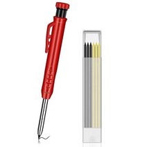 솔리드 카펜터 연필 세트 6 리필 리드 깊은 구멍 건설 기계 마커 마킹 목공 스크 라이버 도구, [06] Red Pen-6Pcs refills