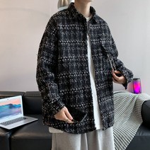 체크자켓 무늬 하운드체크 숏 코트 잔체크 퍼 남방 남자 체크울 벨트