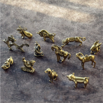 피에타 조각상 조형물 석상 황동 동물 동상 장식 중국어 조디악 쥐 소 호랑이 토끼 드래곤 뱀 말 양 원숭이 치킨 개 돼지 사무실 책상 장식, 사자 2