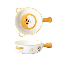 유미코 북유럽풍 손잡이 라면그릇 이쁜 그라탕릇 그라탕 접시 파스타그릇, 귀가 있음, 시바견, 1개