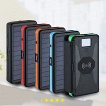 Ciliver 방수 탈착 마그네틱 솔라 보조배터리 접이식 삼방 20 000mah 대용량 무선 이동 전원, 1+4(20000밀리암페어), 초록색 풀색