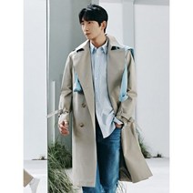 BEAN POLE 카키 체크 배색 더블 트렌치 코트 213001