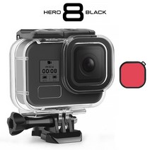 GoPro Hero 8 용 60M 방수 케이스 블랙 보호 다이빙 수중 하우징 쉘 커버 레드 퍼플 핑크 3 색 렌즈 필터, 03 Case with Filter-1