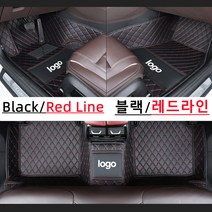 Ecool 기아 바닥매트 코일매트 자동차바닥발판 차발매트 카매트 EV6 스토닉 스팅어 쏘울 오피러스 카렌스 포르테 (기아 도안 첨부), 블랙 붉은실Black red line, EV6(21년~현재)