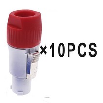 10PCS Powercon 커넥터 3 핀 20A 250V 전원 스피커 케이블 남성 플매트 카펫 러그 LED 스크린 무대 조명, [04] Grey Body-Red Cap