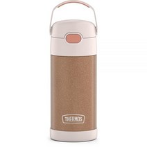 THERMOS 아동용 펀테이너 스테인리스 스틸 진공 보온 빨대 텀블러 12 oz 퍼플 하트, FUNTAINER 12 Ounce Bottle, Rose Gold Glitter