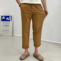 이브컴퍼니 남자 봄 가을 전체스판 원턱 반배기 세미와이드 워싱면 9부 밴딩 면바지 (2520)